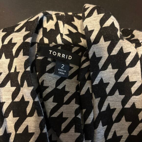 Torrid Lightweight Ponte Longline Blazer Women's Size 2X Black Gray Houndstooth - Picture 7 of 8